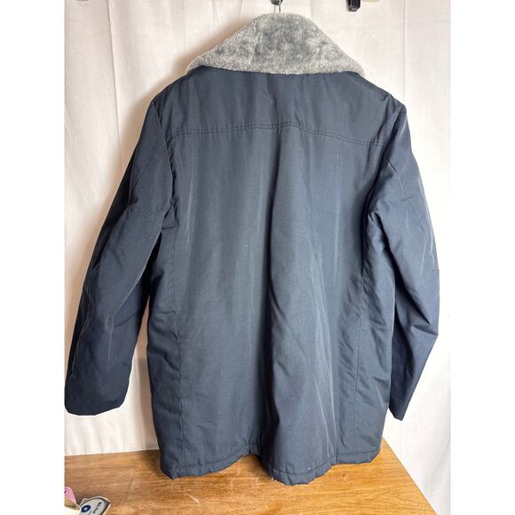 Vintage Chore Jacket Navy Canvas Coat Size 44 Sherpa Style 1970s Retro Utility - Picture 7 of 13